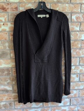 Inhabit Chocolate Brown Ribbed Hooded Cashmere Sweater